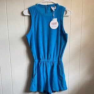 Wayf Bright Blue Terry Cloth Sleeveless Romper Sz XS NWT